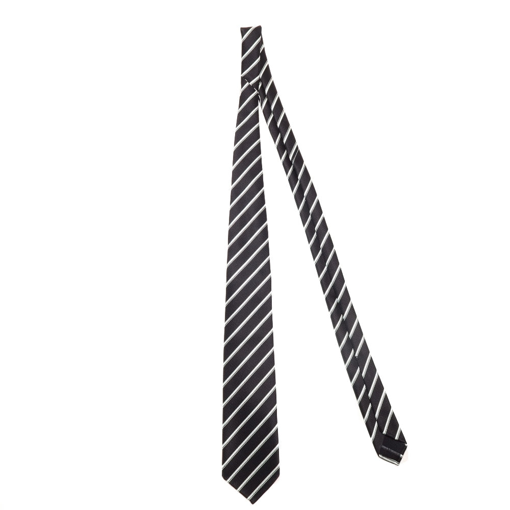 刻々 - ストライプ01|KOKKOKU STRIPE 01 ハンドメイドセッテピエゲ ストライプ ネクタイ ブラック(レベル7)xホワイト