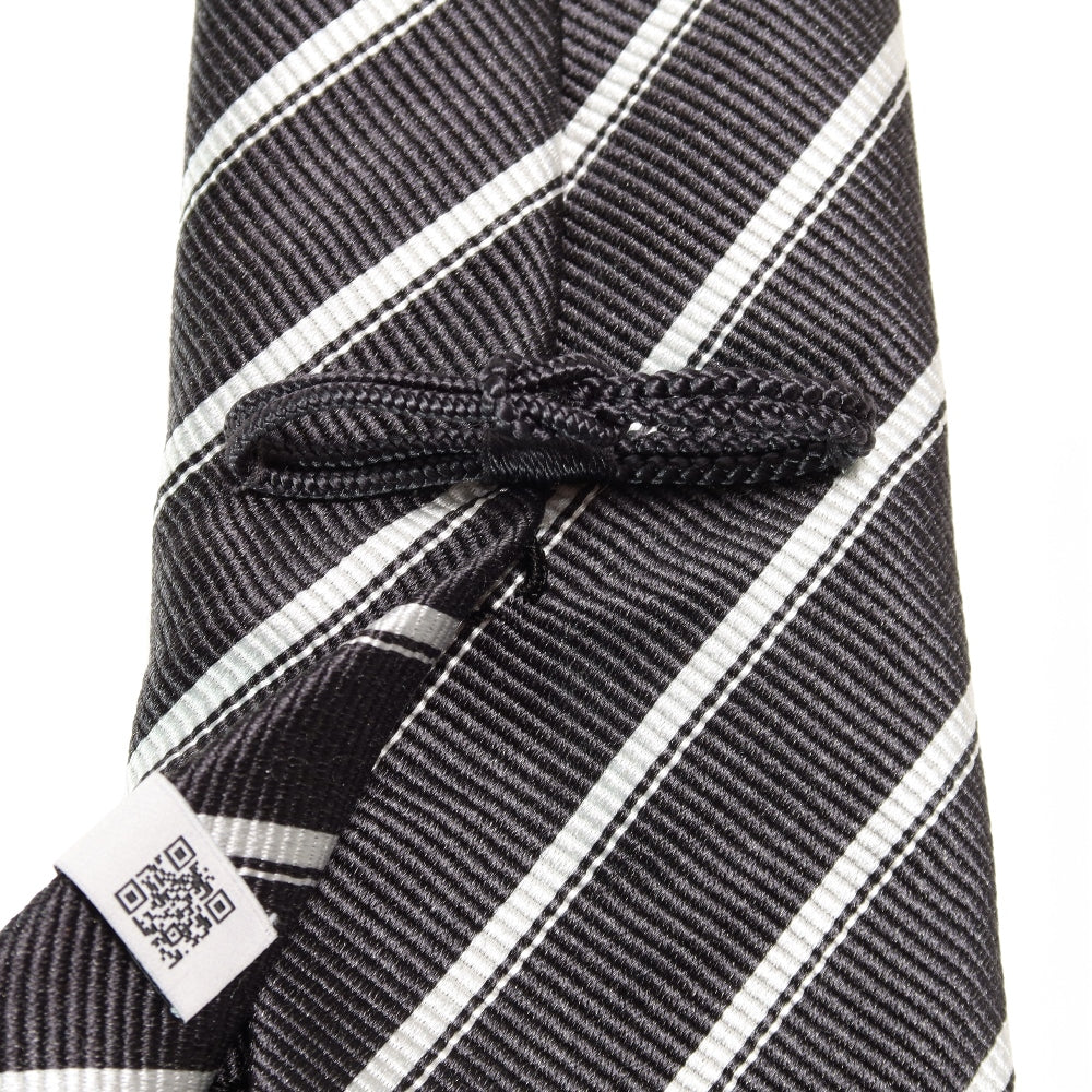 KOKKOKU STRIPE 01 Hand-stitched Sette Piéghe Stripe Tie Heather Charcoal Gray x White