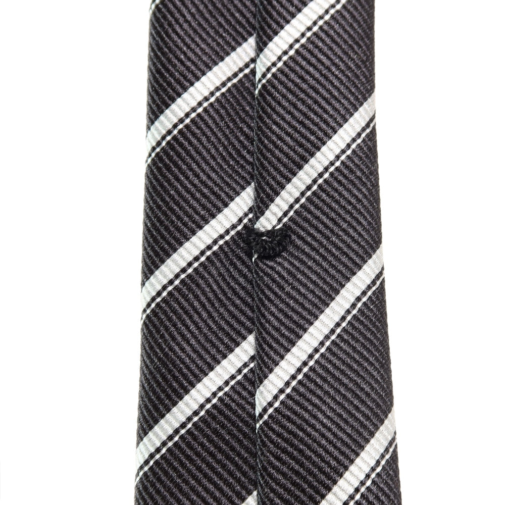 KOKKOKU STRIPE 01 Hand-stitched Sette Piéghe Stripe Tie Heather Charcoal Gray x White