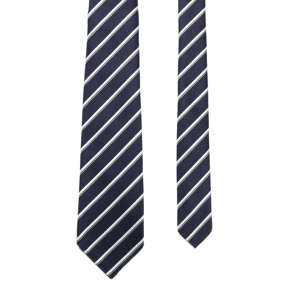 刻々 - ストライプ01|KOKKOKU STRIPE 01 ハンドメイドセッテピエゲ ストライプ ネクタイ 杢ネイビーxホワイト