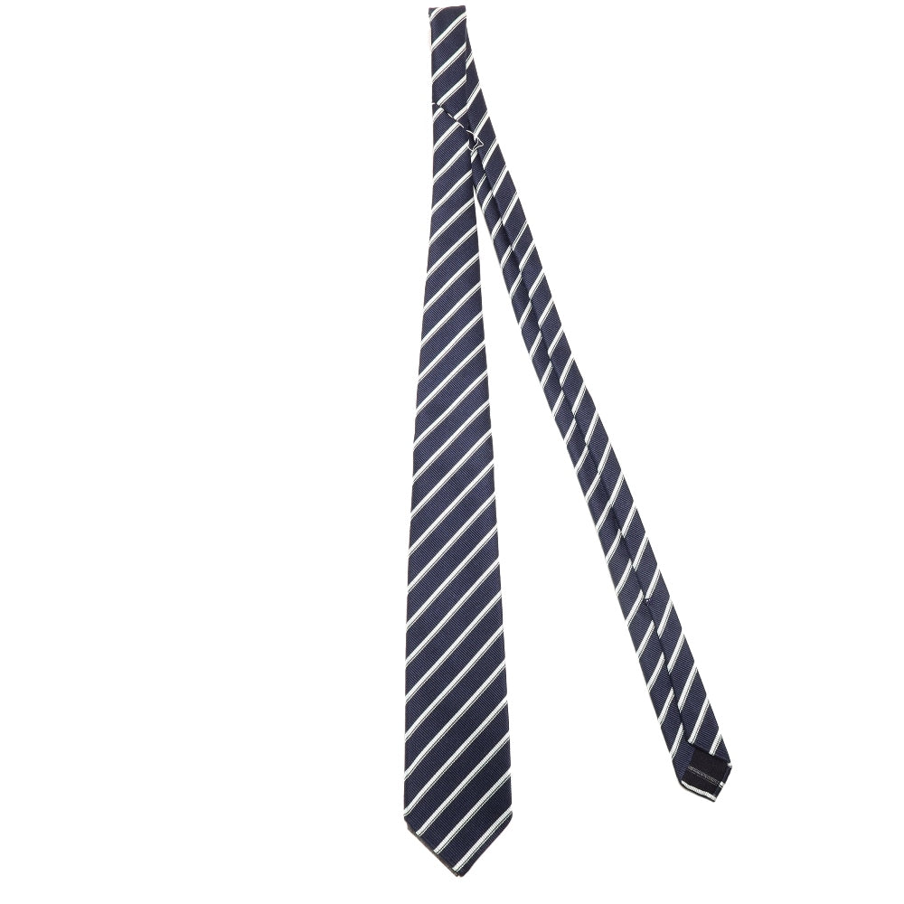 刻々 - ストライプ01|KOKKOKU STRIPE 01 ハンドメイドセッテピエゲ ストライプ ネクタイ 杢ネイビーxホワイト