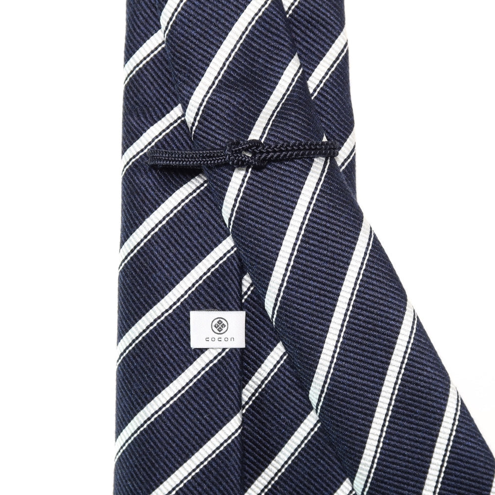 刻々 - ストライプ01|KOKKOKU STRIPE 01 ハンドメイドセッテピエゲ ストライプ ネクタイ 杢ネイビーxホワイト