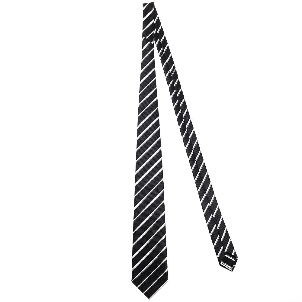 刻々 - ストライプ01|KOKKOKU STRIPE 01 ハンドメイドトレピエゲ ストライプ ネクタイ ブラック(レベル7)xホワイト