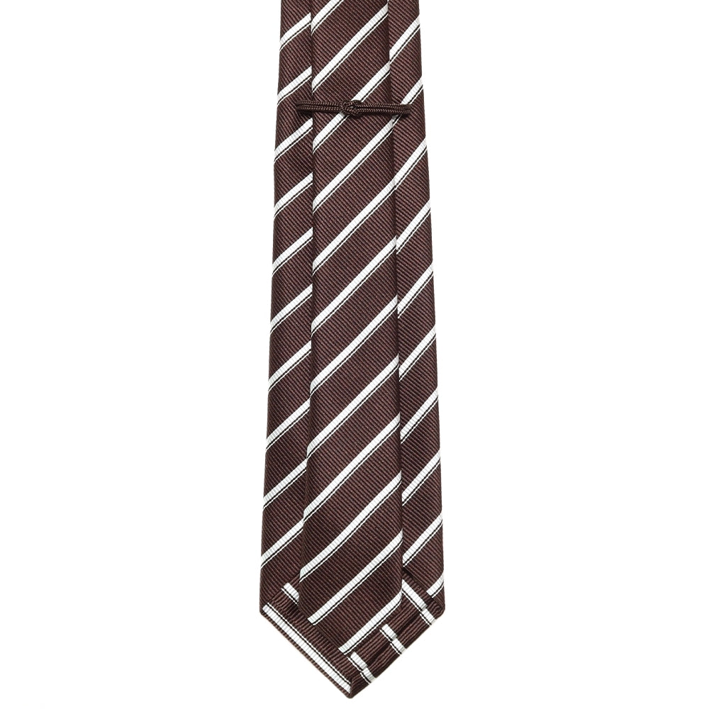 KOKKOKU STRIPE 01 Handmade Tre Piege Stripe Tie Heather Brown x White