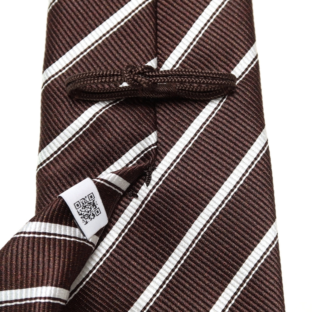 刻々 - ストライプ01|KOKKOKU STRIPE 01 ハンドメイドトレピエゲ ストライプ ネクタイ 杢ブラウンxホワイト