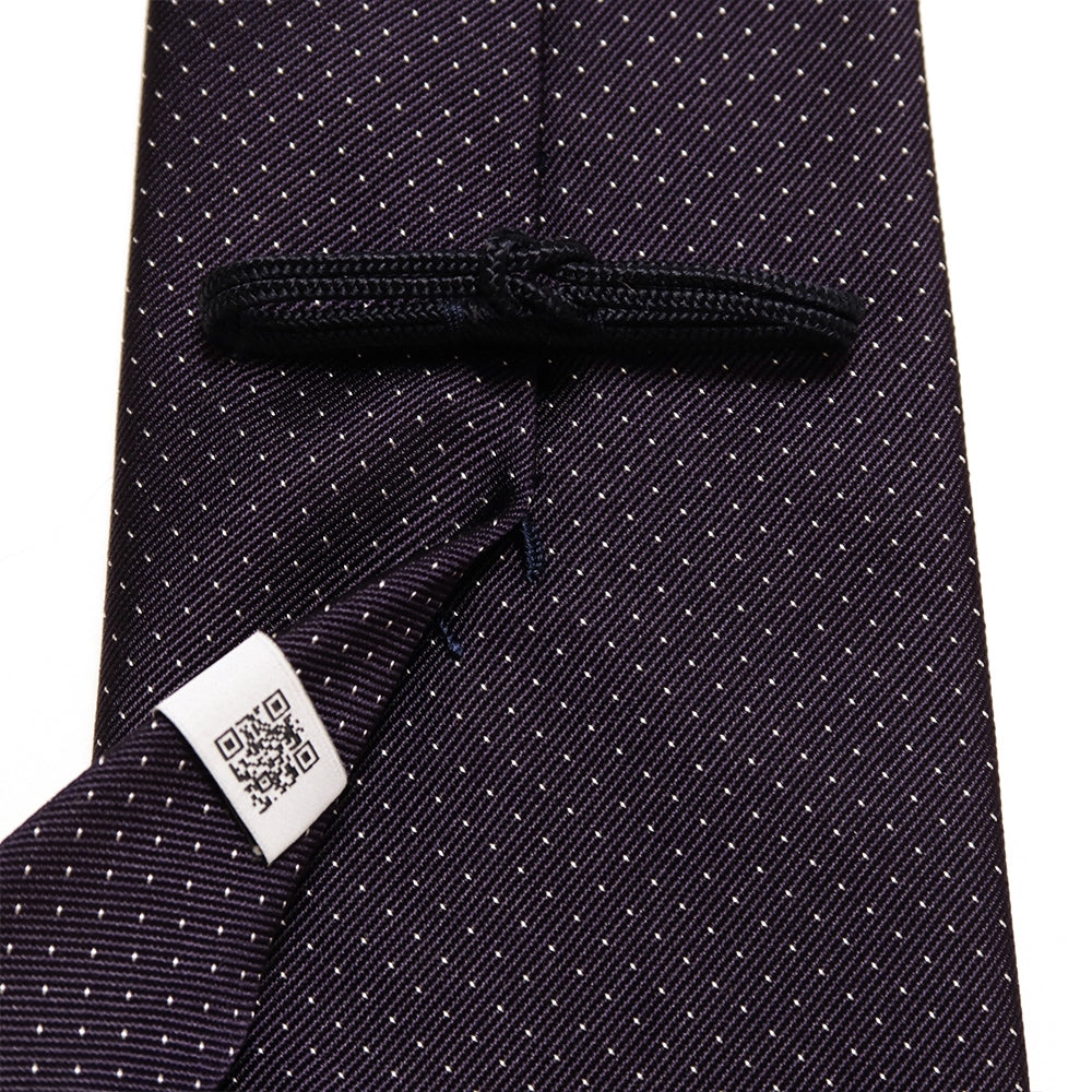 1本の糸が魅せる柄|ミニレップピンドット|MINI REPP PIN DOT ハンドメイドトレピエゲ ドット ネクタイ パープルxホワイト