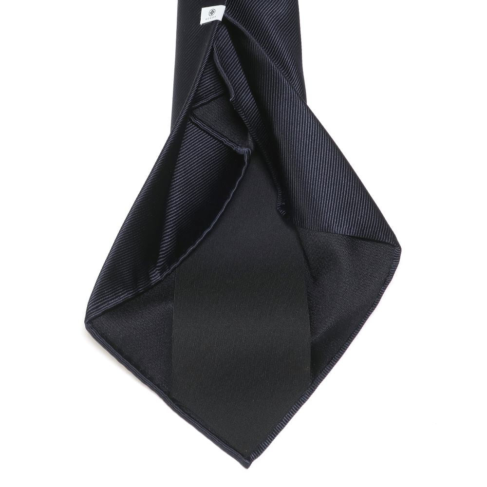 8/1分完売|次回入荷インスタグラムにてお知らせ|究極の定番|刻々 - 無地|KOKKOKU SOLID シグネチャーライン ハンドメイドセッテピエゲ 超高密度レップ織り ソリッド ネクタイ ネイビー