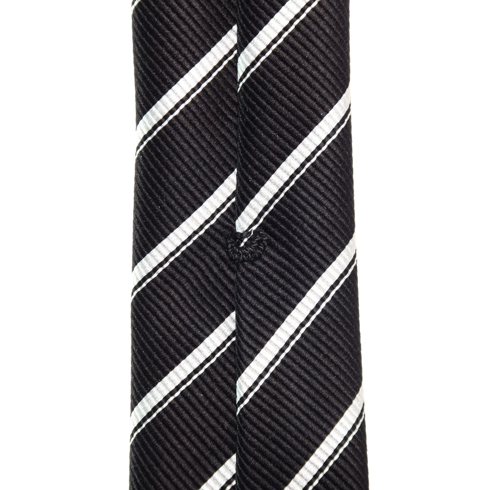 究極の定番｜刻々 - ストライプ01｜KOKKOKU STRIPE 01 シグネチャーライン ハンドメイドセッテピエゲ 超高密度レップ織り ストライプ ネクタイ ブラック（レベル7）xホワイト