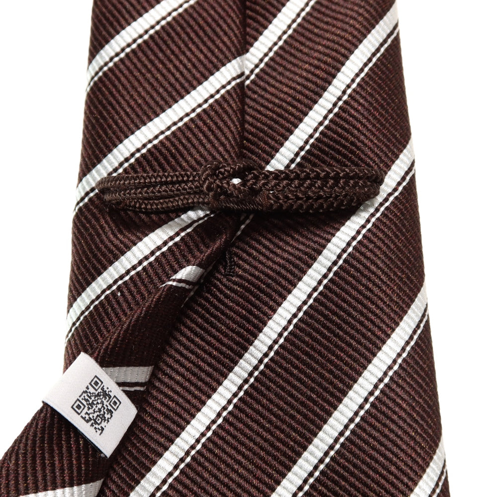 刻々 - ストライプ01｜KOKKOKU STRIPE 01 ハンドメイドセッテピエゲ ストライプ ネクタイ 杢ブラウンxホワイト