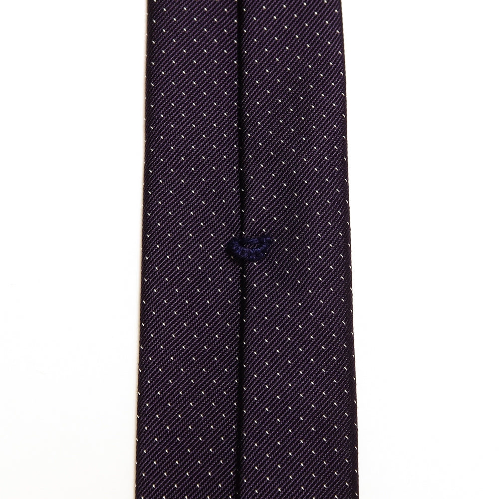 1本の糸が魅せる柄｜ミニレップピンドット｜MINI REPP PIN DOT ハンドメイドトレピエゲ ドット ネクタイ パープルxホワイト