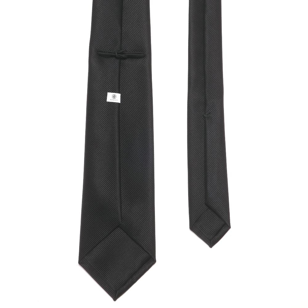 刻々 - 無地｜KOKKOKU SOLID ハンドメイドトレピエゲ ソリッド ネクタイ ブラック（レベル7）