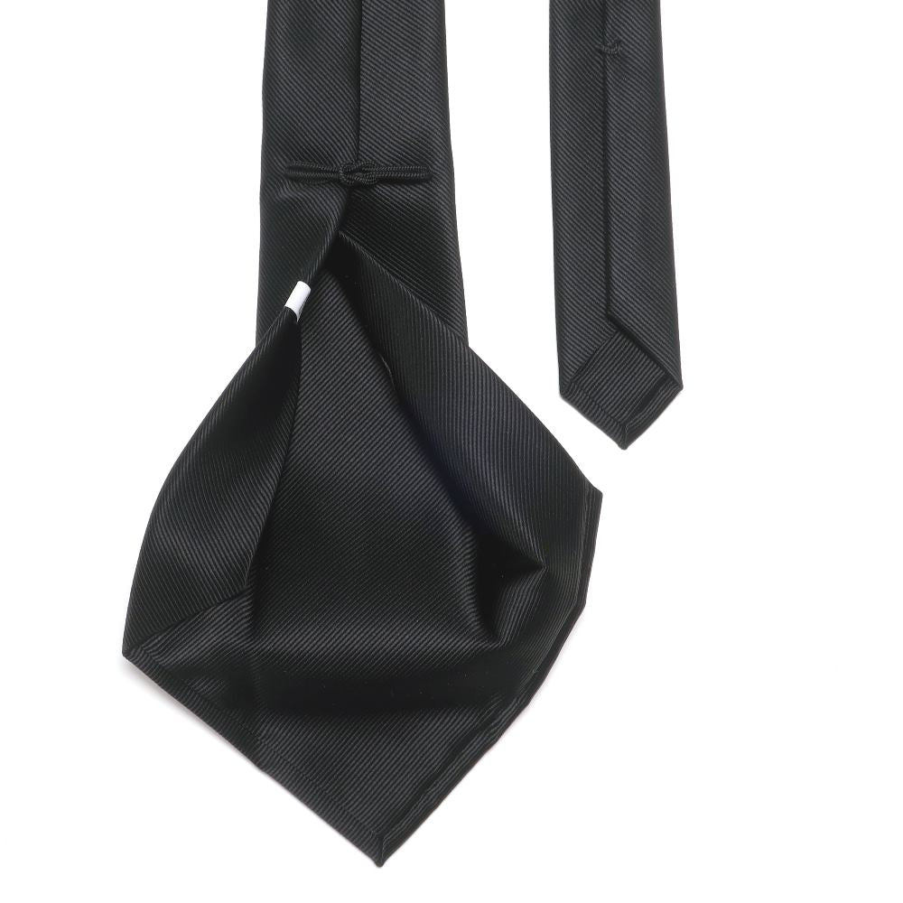 刻々 - 無地｜KOKKOKU SOLID ハンドメイドトレピエゲ ソリッド ネクタイ ブラック（レベル7）