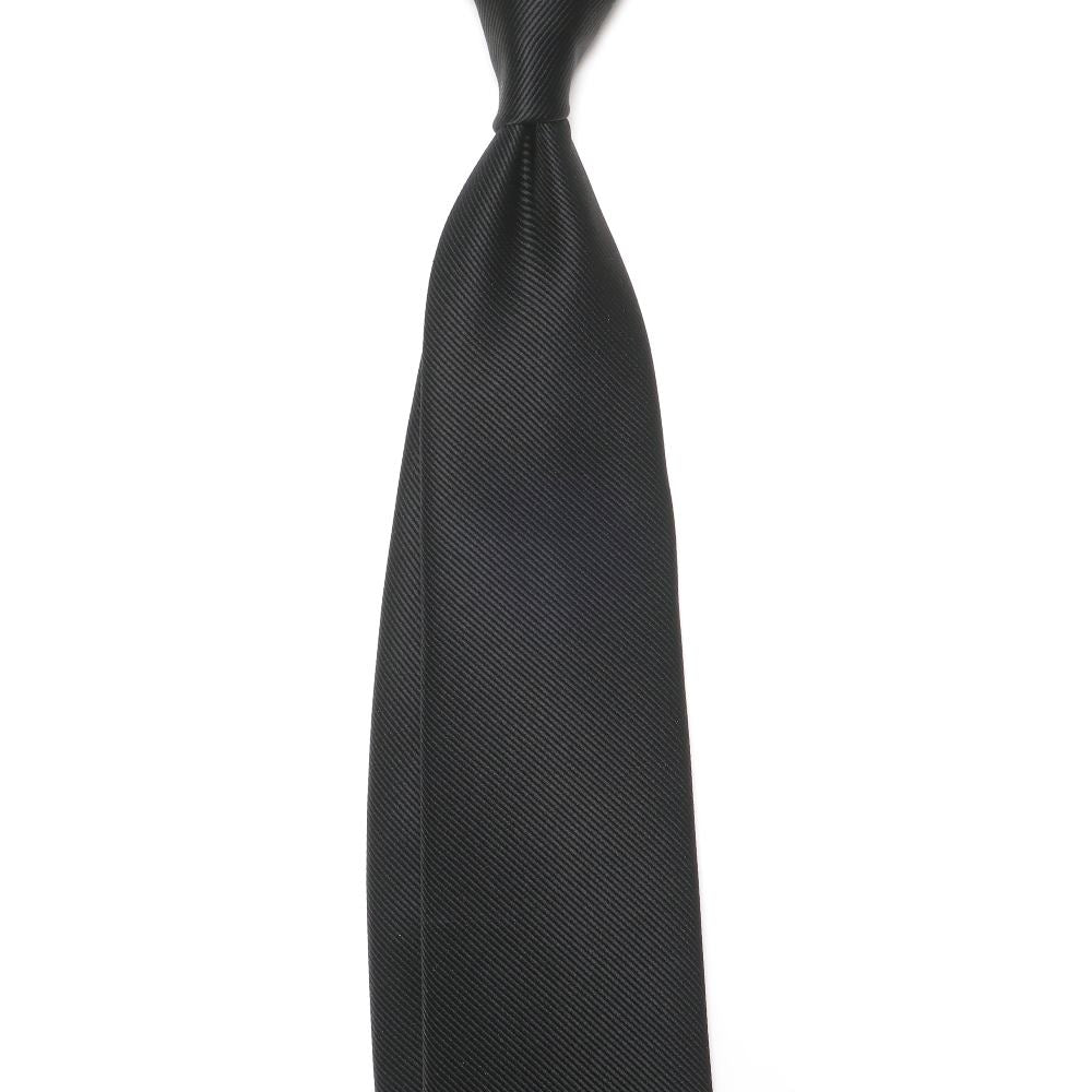 刻々 - 無地｜KOKKOKU SOLID ハンドメイドトレピエゲ ソリッド ネクタイ ブラック（レベル7）