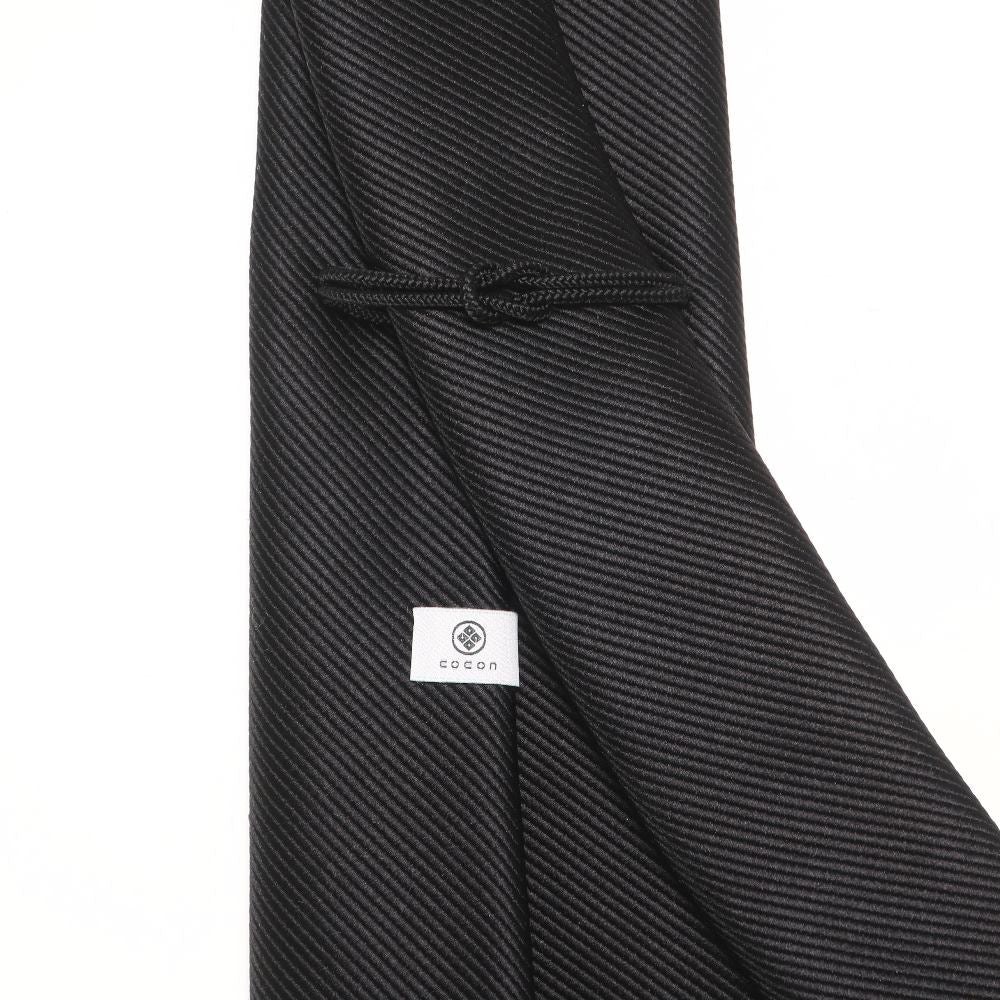 刻々 - 無地｜KOKKOKU SOLID ハンドメイドトレピエゲ ソリッド ネクタイ ブラック（レベル7）